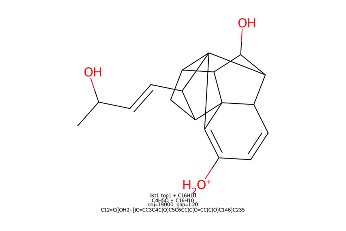 Candidate secondary-metabolite structure inferred from precursor and mass-spectral constraints